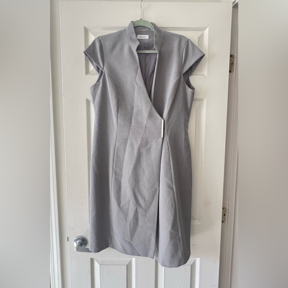 Calvin Klein Asymmetrical Gray Dress